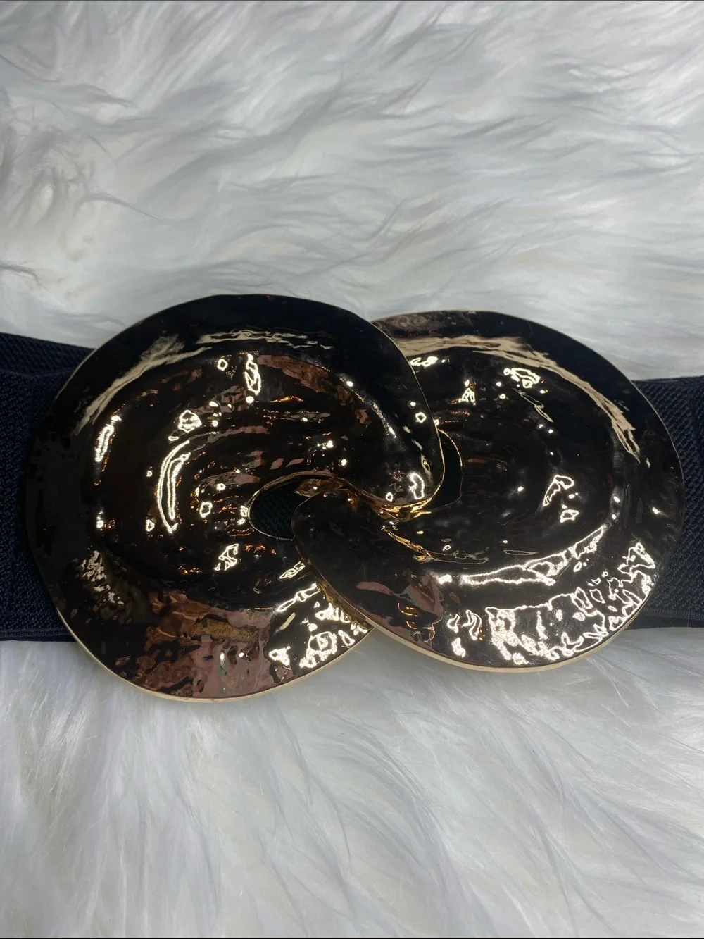 Gold Tone Interlocking Disc Stretch Belt - PLUS